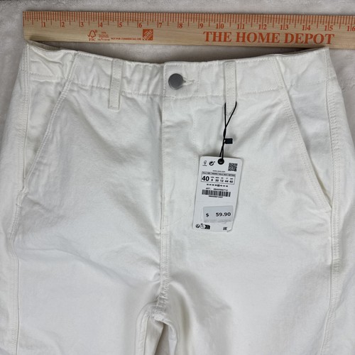 Zara Women's Twisted Balloon Pant White Denim High Waist Baggy size 8 New w Tags - Picture 7 of 10