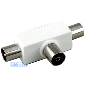 Antena de TV Cable coaxial de 2 vías T Splitter 1 Socket 2 tapones Ariel  Adaptador PAL Blanco | eBay