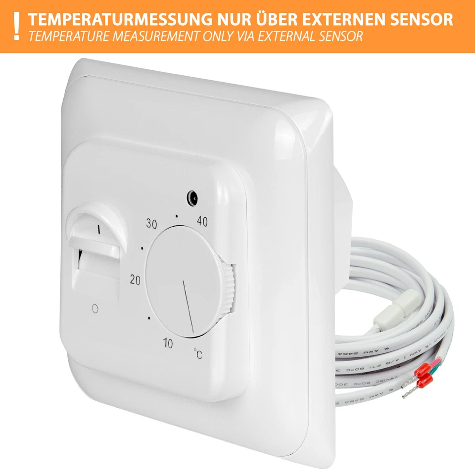 Thermostat Raumthermostat Temperaturregler weiß Analog 230V Fußbodenheizung - Bild 4 von 4
