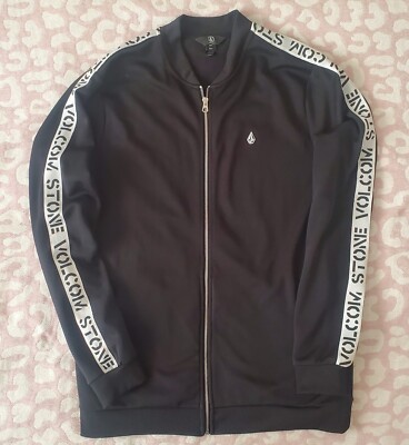 Volcom Stone Album Black & White Logo Zip Up Track Jacket Men's Size L