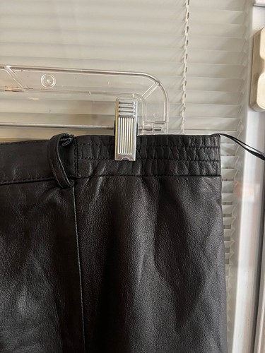 Margaret Godfrey Leather Pants Black Lined Side Elastic Button Zip Sz 14 Vtg EUC - Picture 6 of 8