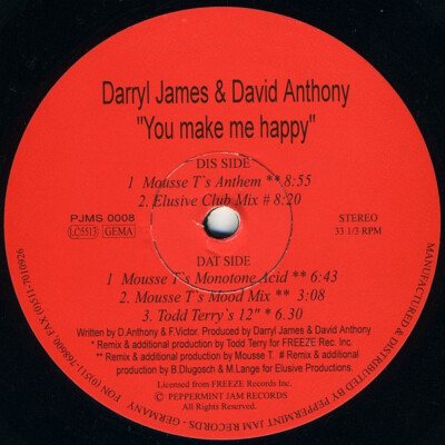 Darryl James & David Anthony - You Make Me Happy (12'') (Very Good Plus (VG+)) - 