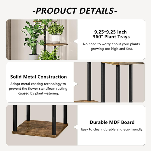 Plant Stand 5 Tier Indoor Metal Flower Shelf for Multiple Plants Corner Tall Flo - Picture 5 of 12