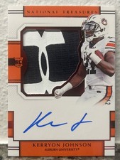 2018 Panini National Treasures Collegiate Kerryon Johnson LOGO PATCH AUTO RPA /2