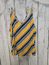 NWT Maurices Gold Blue White Striped 100% Rayon Tank Top Women's Size Medium