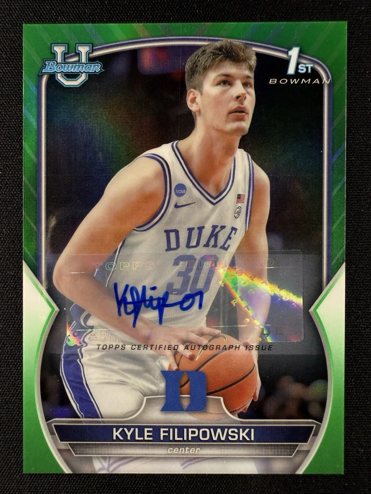 2022-23 Bowman U Chrome Kyle Filipowski Green Refractor 1st Bowman Auto /99 #47