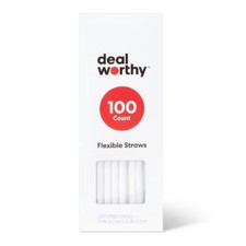 Plastic Flexible Straws - 100ct : 7.62" Length, Solid Pattern
