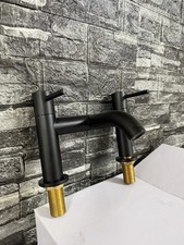 Matte Black Bathroom Basin Tap (2 Hole / Dual Handle Mixer) New