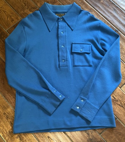 Vintage Pendleton Shirt Mens Large Navy Blue Wool Pullover Workwear Made USA 70s - Picture 2 of 6