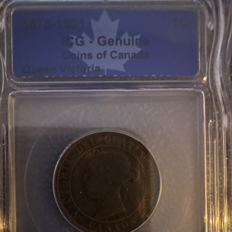 ICG Genuine Coins of Canada Queen Victoria Large Cent 1C BN Slabbed