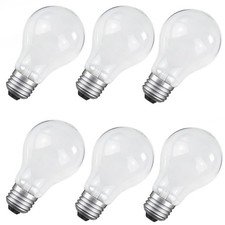 60 Watt Incandescent Light Bulbs, A19 Shatter Resistant Rough Service Light