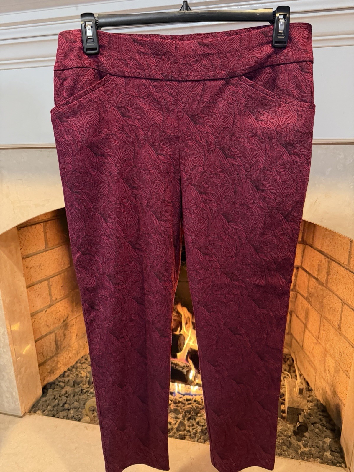 Chico's Burgundy Perfect Stretch Ankle Pants Womans Size 14