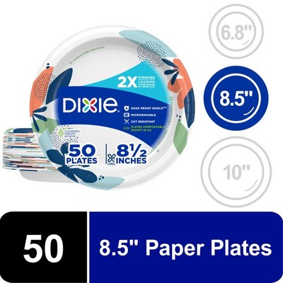 Dixie Everyday Disposable Paper Plates, 8.5'', Multi-Color, 50 Count