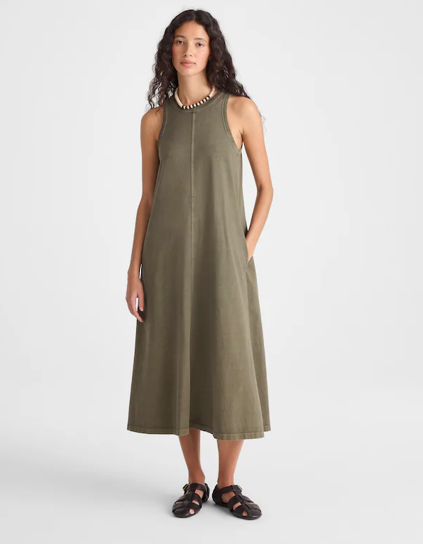 New Hot Madewell Women Seamed Tank Maxi Dress in Allday Jersey - Faded Ivy
