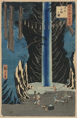 Oji fudo no taki,Hiroshige Ando, Ukiyo-e,Japan,Waterfalls,Bathing,Travel