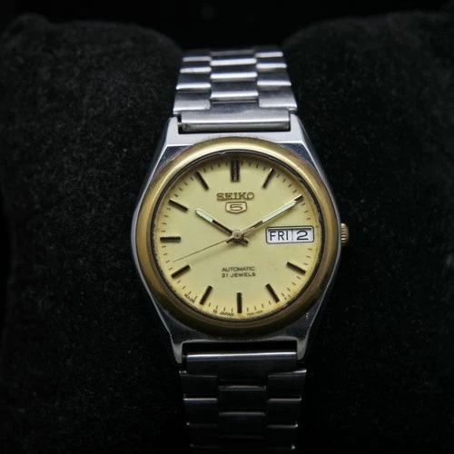 Vintage 1887 Seiko 5 Automatic 7S26-0070 Day Date Stainless Steel Japan Watch