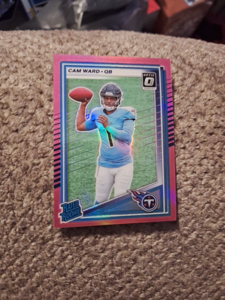 2025 Panini Donruss Cam Ward #350 Rated Rookie Optic Preview Red Wave Prizm NFL