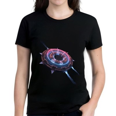 Futuristic Cotton Short Sleeve T-Shirt for Women - Sci - Fi Portal-All cotton
