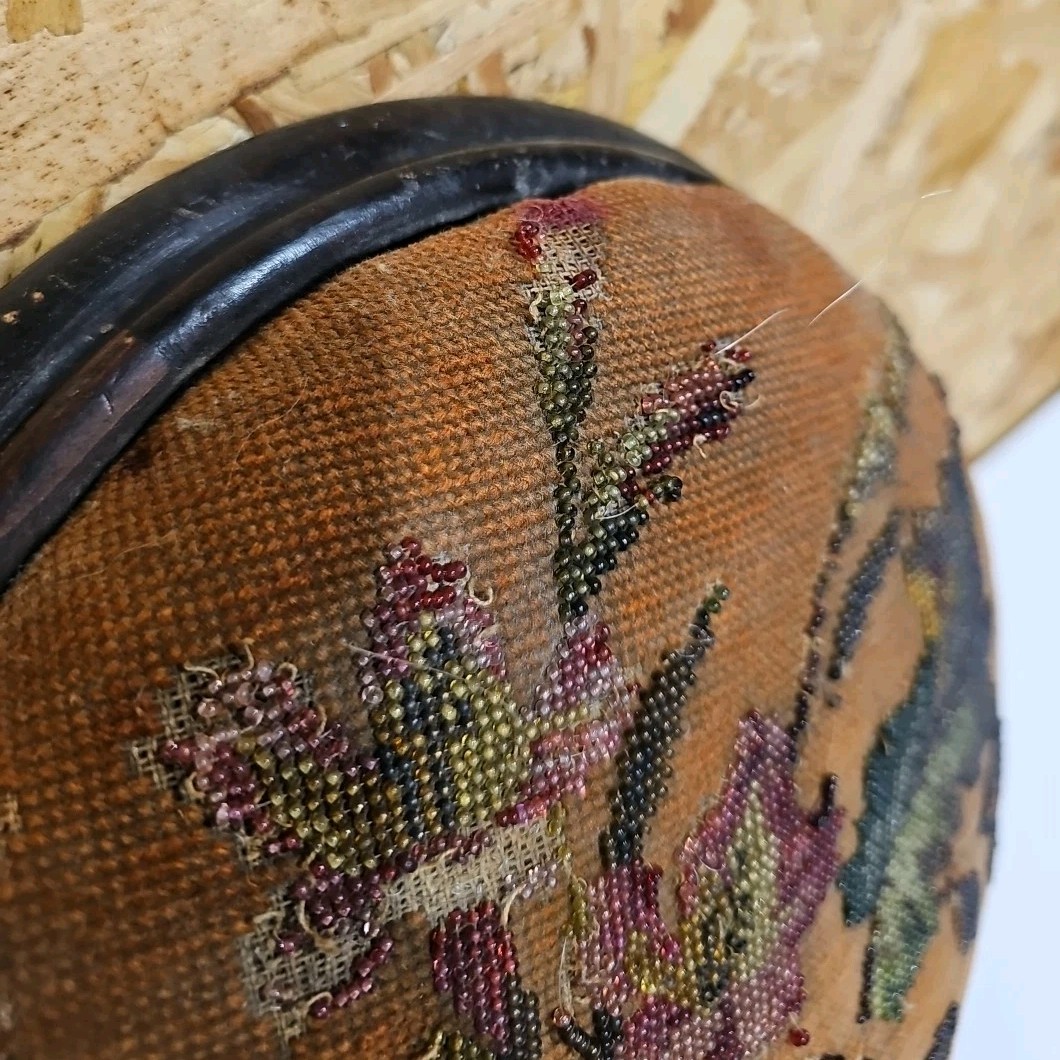 Victorian Beadwork Footstool In Poor Condition — image 6