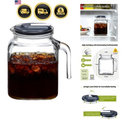Large 68 Oz Iced Tea Pitcher Glass Water Jar with Lid and Spout