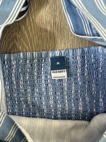 Antiguo Vestido Midi Azul Marino Calce Acampanado Manga Abullonada Algodón-Popelina Calado Bolsillos M - Imagen 6 de 9