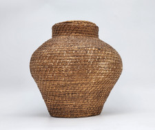 Antique Coil Basket Olla Native American Indian Jar With Lid 9h Antique Coil Basket Olla Native American Indian Jar With Lid 9h