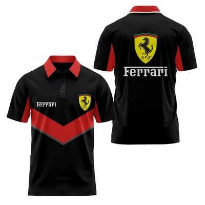 Personalized Name Men's Ferrraari F.1 Racing Team Black Red Polo Shirt