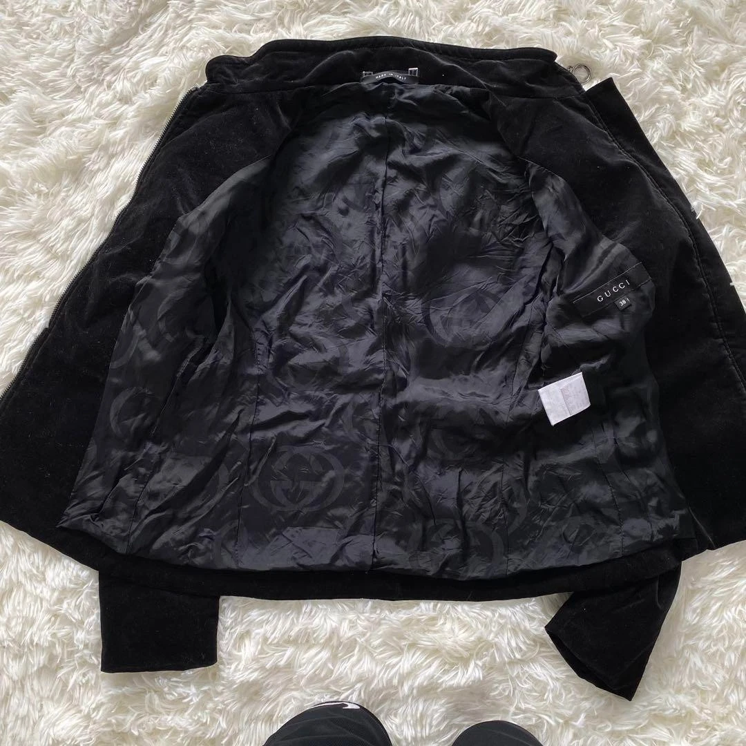 GUCCI Tom Ford epoca velluto giacca blouson colletto nero taglia 38 ES1