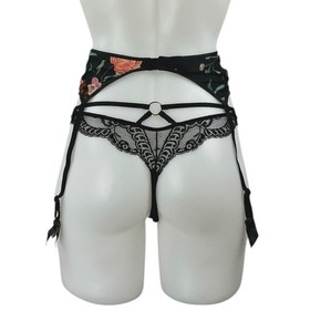 Aubade Women's Black Lace Sheer Corset Garter Belt Waist Cincher Lingerie Size S