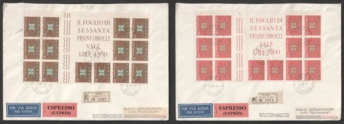 Italy 1963 Europa Gutter Pairs Set Pair of FDC Rome Registered First Day Covers