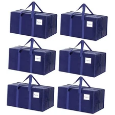 Extra Heavy Duty Large Moving Bags with Strong Zipper & 6 Pack Dark Blue