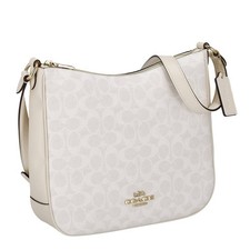 COACH shoulder bag women s outlet signature white leather zipper CZ177 IMXU5