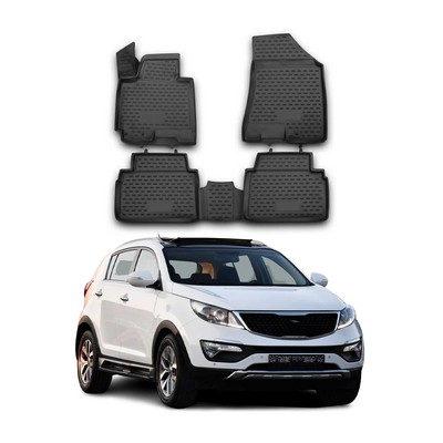 OMAC Floor Mats Liner for Kia Sportage 2011-2016 Black TPE All-Weather 4 Pcs