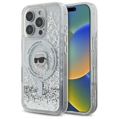 Karl Lagerfeld Liquid Glitter Karl Head MagSafe Hülle für iPhone 16 Pro Max