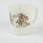 Vintage 1950s Davy Crockett Fire King Brown Ink on White Milk Glass Mug