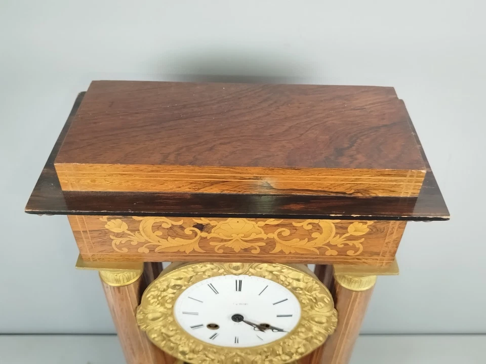 PENDULE PORTIQUE a Poser Bois Charles X Colonne HORLOGERIE Japy Freres O51 - Photo 2/4