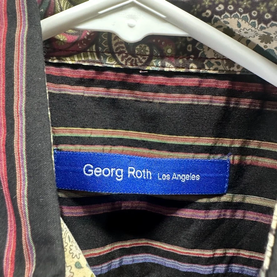 Georg Roth Button Shirt Mens Medium Multicolor Striped Long Sleeve Cotton - Image 3 of 4