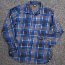 Eddie Bauer Travex Expedition Performance Flannel Shirt Mens M Blue Gray Plaid