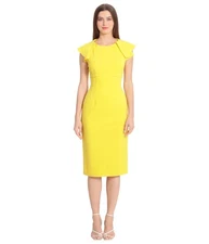MAGGY LONDON Womens Pleated Sleeve Midi Dress