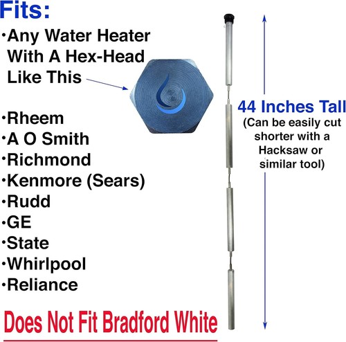 Complete Installation Kit for Aluminum Zinc Anode Rod - Odor Fix & Removal Tool - Bild 9 von 10