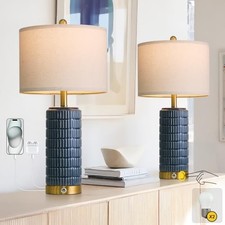 PoKat Touch Bedside Table Lamps with USB Ports for Bedroom, 25'' Dimmable