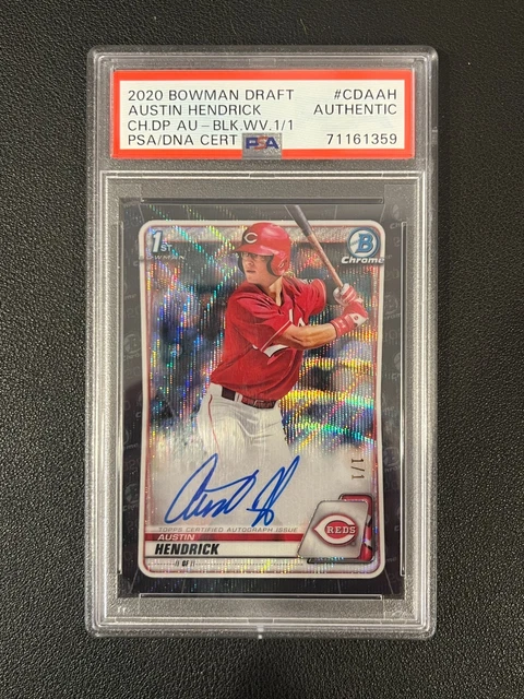 Austin Hendrick 2020 Bowman Chrome 1st Auto Black Wave Refractor 1/1 PSA A