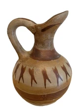 Vintage Art Pottery Vase Jug Pitcher Mexico Small Hand Painted