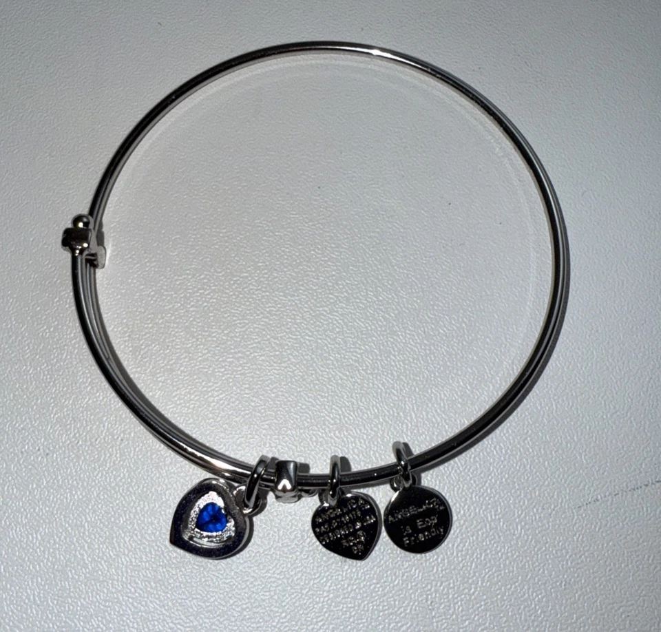 Angelica Silver Brass September Birthstone Sapphire Charm Bangle Bracelet Child - Image 3 of 4