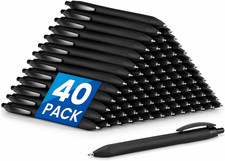 40 Pack Bulk Pens Ballpoint, Retractable Black Ink Pens, No Bleed Medium Point 1
