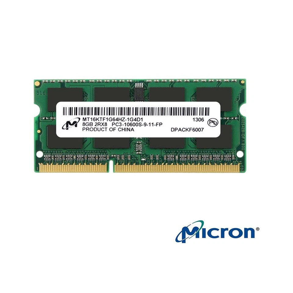 Micron 8GB 4GB 2GB 2Rx8 PC3-10600S DDR3 1333MHz 204Pin SODIMM Laptop Memory UK - Image 2 of 4