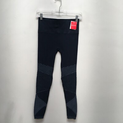 SPANX Womens Indigo Sky High Rise Skinny Look at Me Now Seamless Moto Leggings S