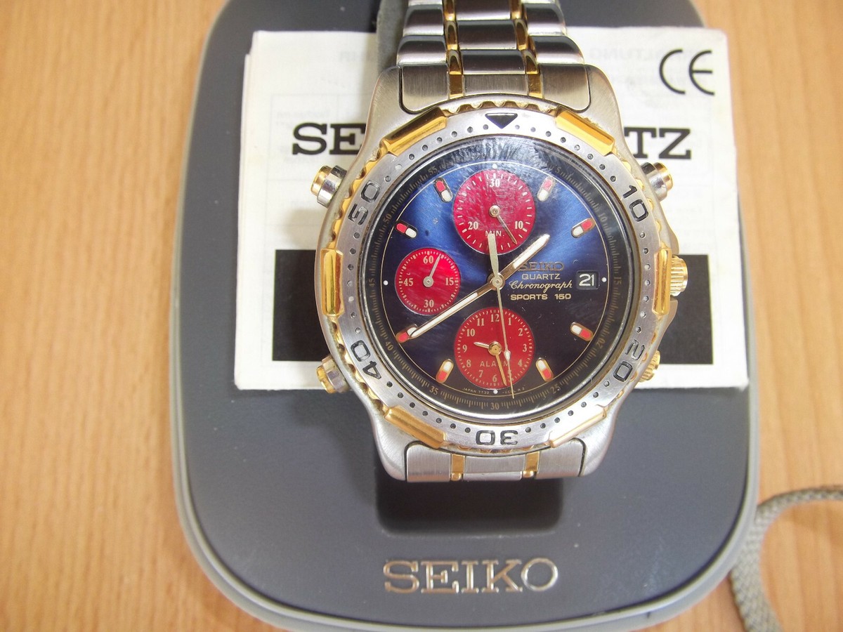 Seiko Quartz 7T32-6B89, Goldfarbener Tauchkranz, Zifferblatt