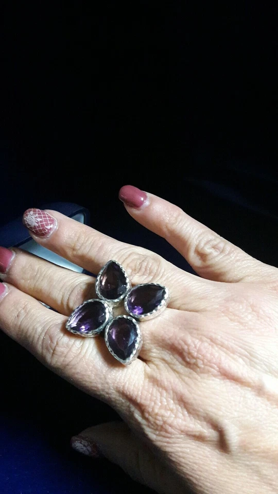 Bellissimo anello placcato arg.925 ametiste -Beautiful ring silver plated - Immagine 3 di 4