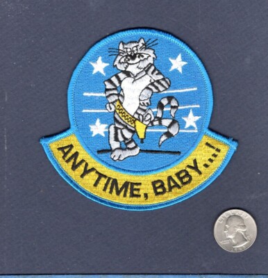 ANYTIME BABY F-14 TOMCAT US Navy VF 4'' Fighter Squadron Mascot Patch
